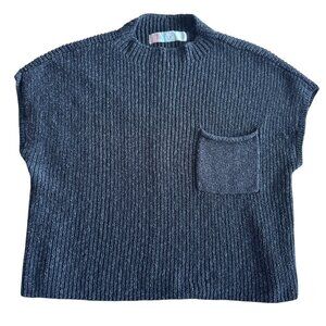Free People Beach Freya Sweater Knit Crop mock neck Dark blue Size Small